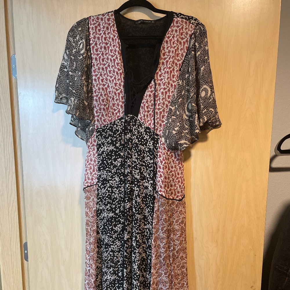 Zara woman boho maxi dress